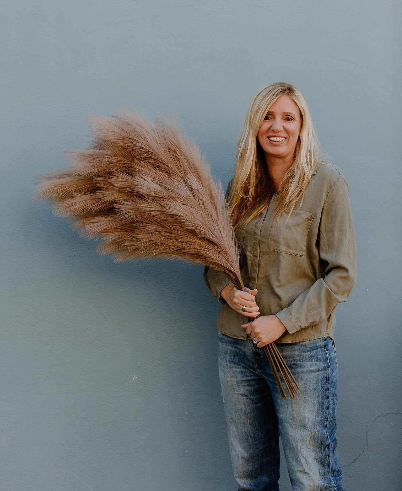 Large Faux Pampas Grass Artificial - Brown