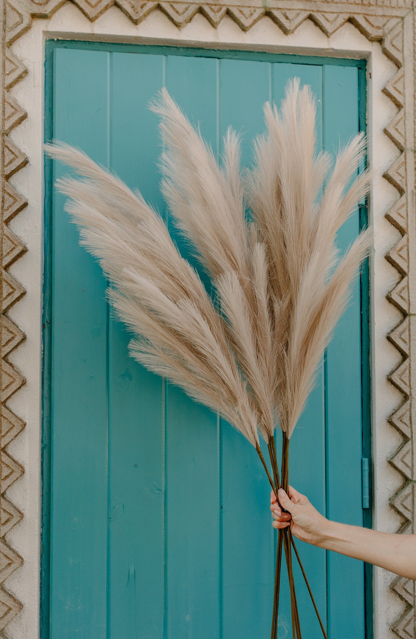 Large Faux Pampas Grass Artificial - Light Brown Taupe