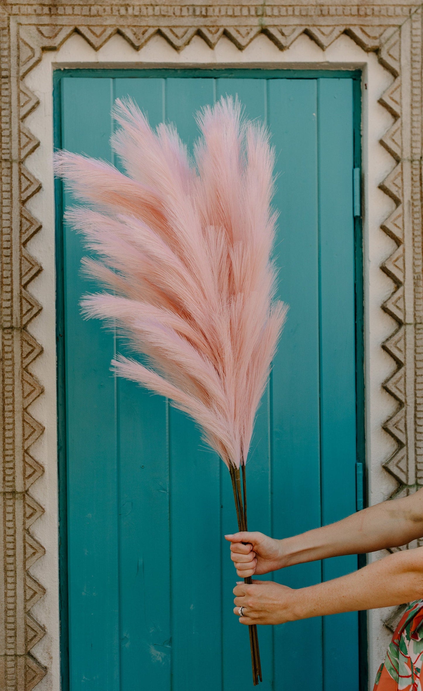 Large Faux Pampas Grass Artificial - Light Pink