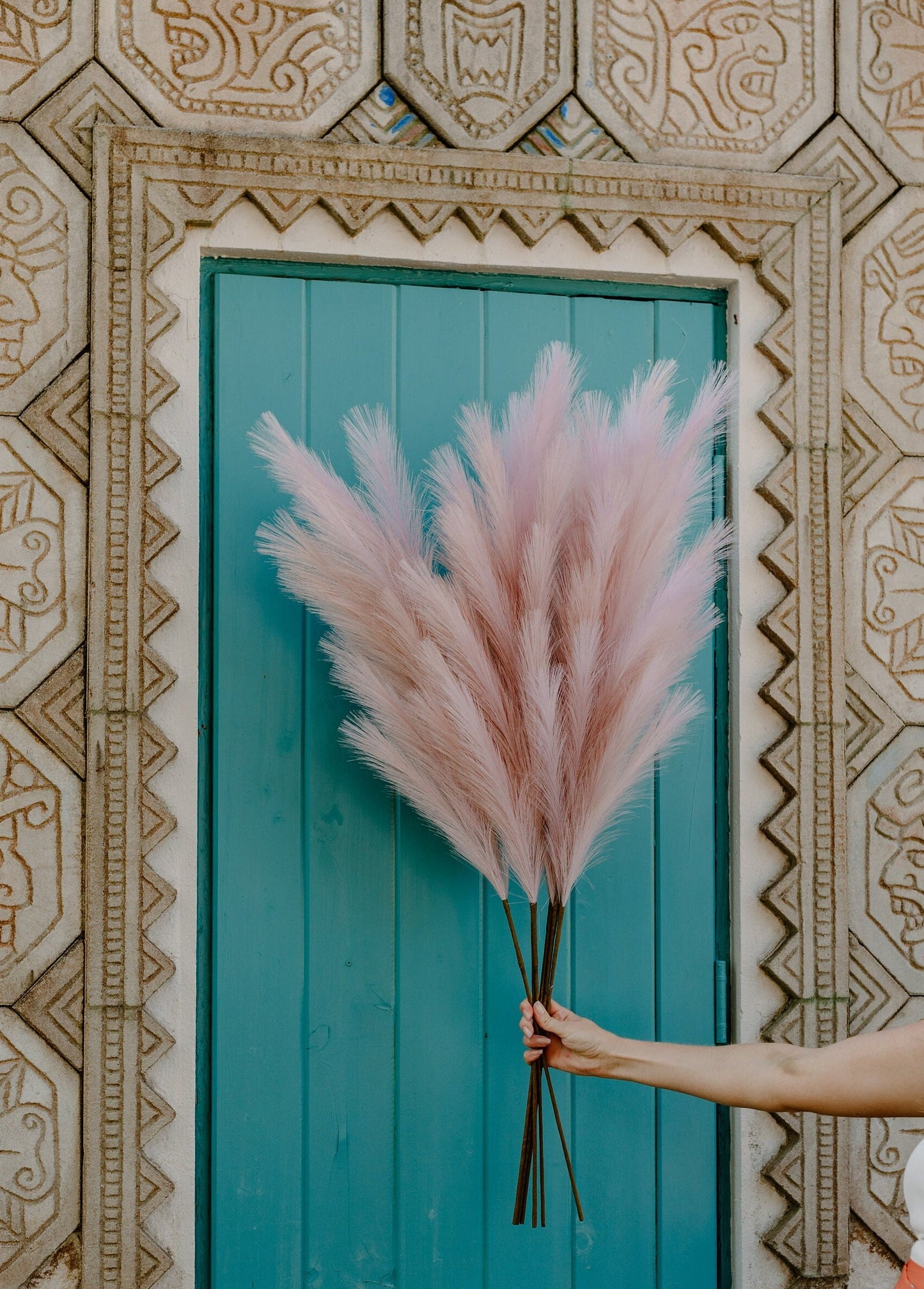 Large Faux Pampas Grass Artificial - Light Pink Lavender
