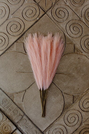 2ft Faux Tabletop Pampas Grass Artificial - Light Pink