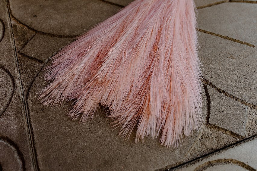 2ft Faux Tabletop Pampas Grass Artificial - Light Pink