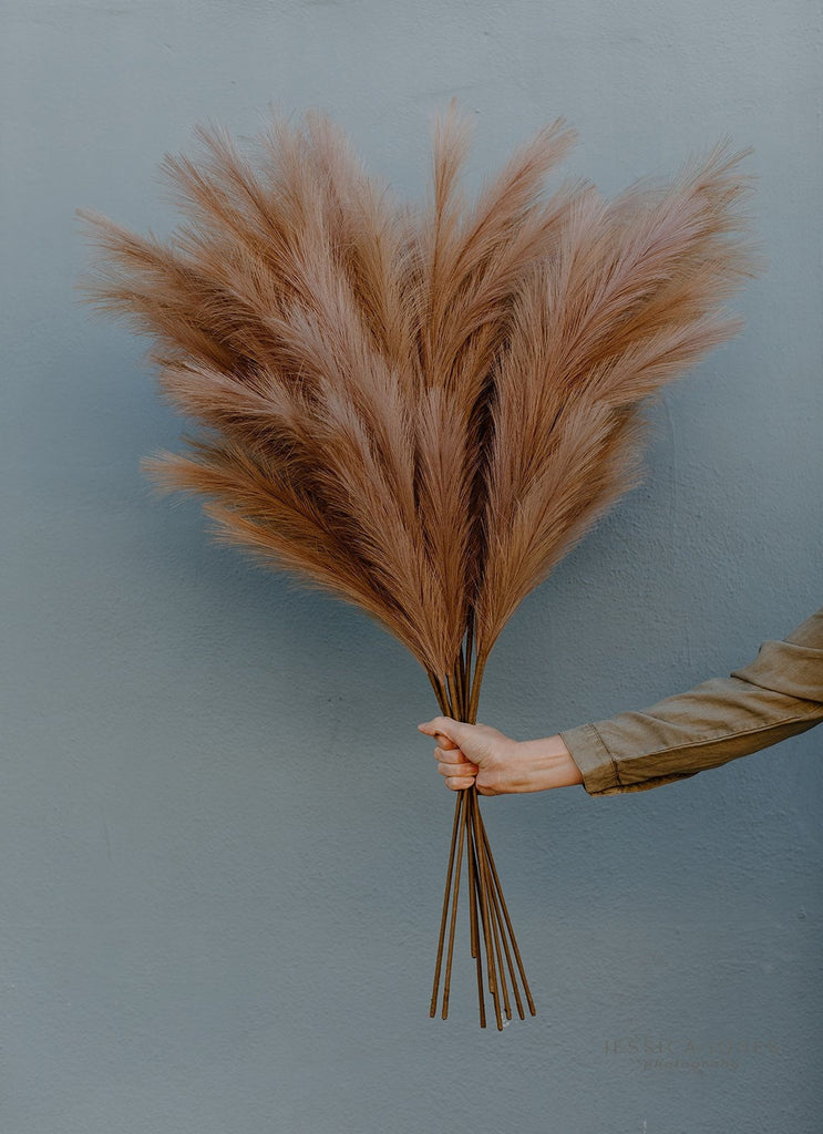 Large Faux Pampas Grass Artificial - Brown
