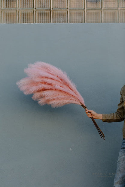 Large Faux Pampas Grass Artificial - Pink