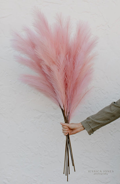 Large Faux Pampas Grass Artificial - Pink