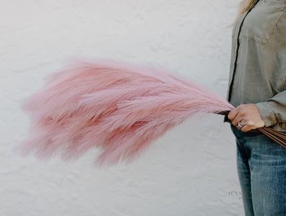 Large Faux Pampas Grass Artificial - Pink