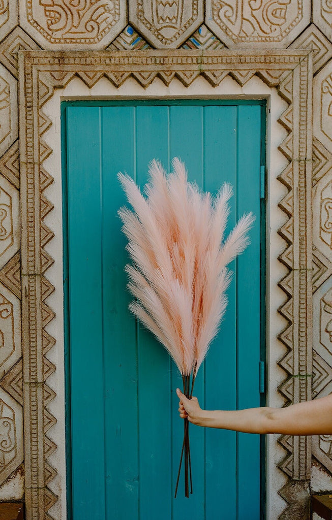 Large Faux Pampas Grass Artificial - Peach