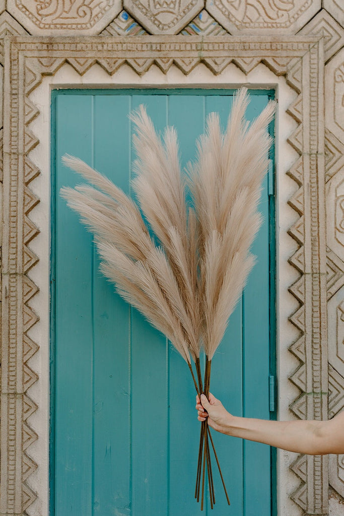 Large Faux Pampas Grass Artificial - Light Brown Taupe