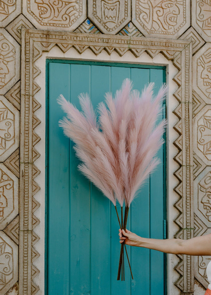 Large Faux Pampas Grass Artificial - Light Pink Lavender