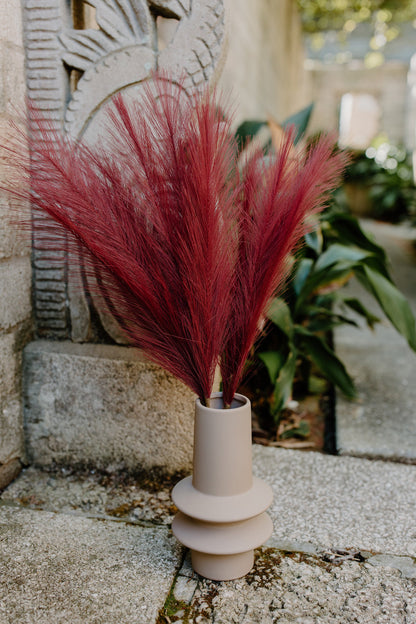 2ft Faux Tabletop Pampas Grass Artificial - Burgundy Wine