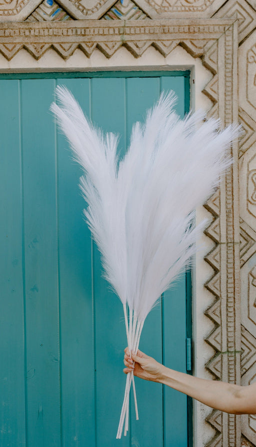 Large Faux Pampas Grass - White - alternate