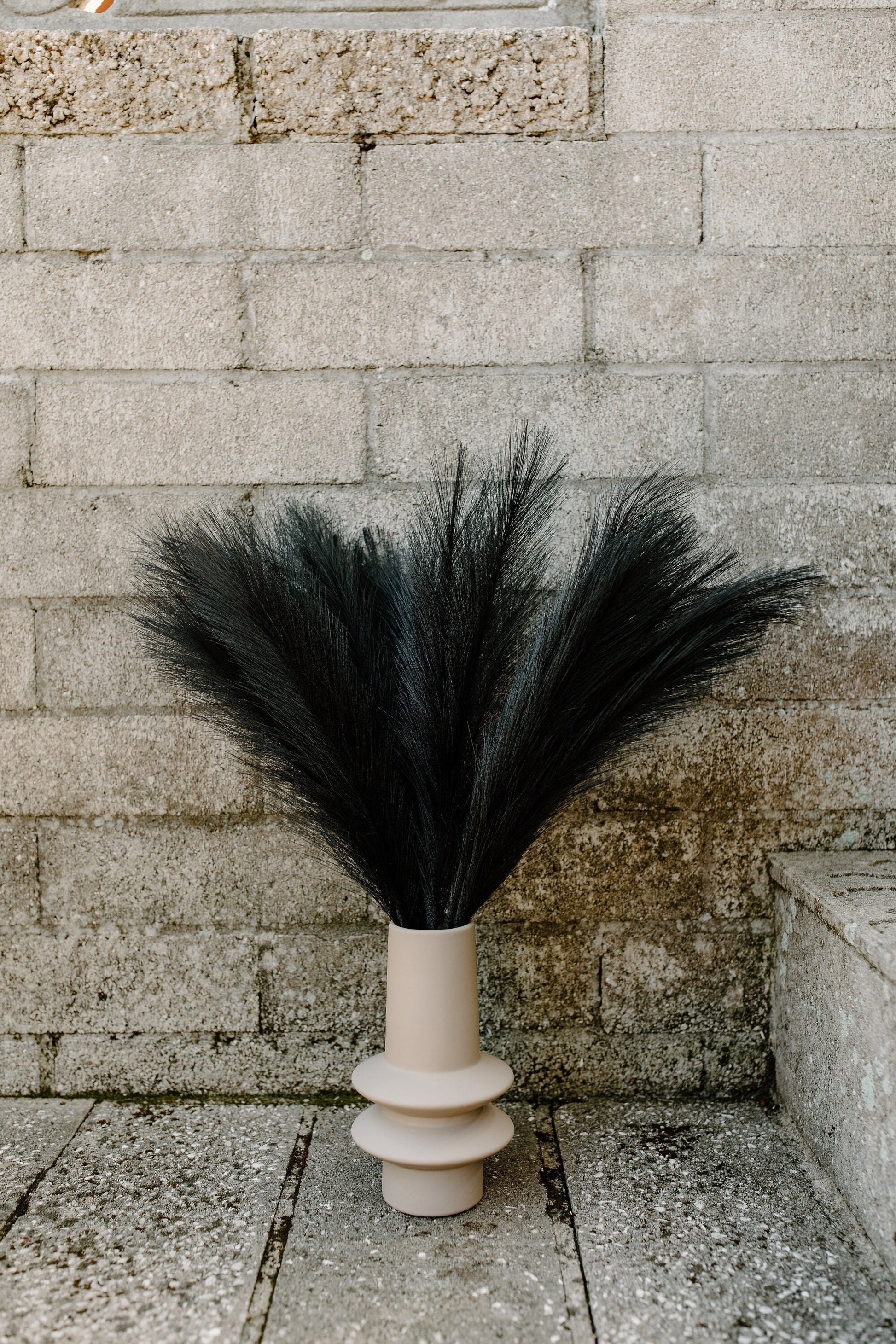 2ft Faux Tabletop Pampas Grass Artificial - Black