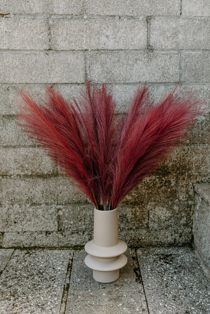 2ft Faux Tabletop Pampas Grass Artificial - Burgundy Wine