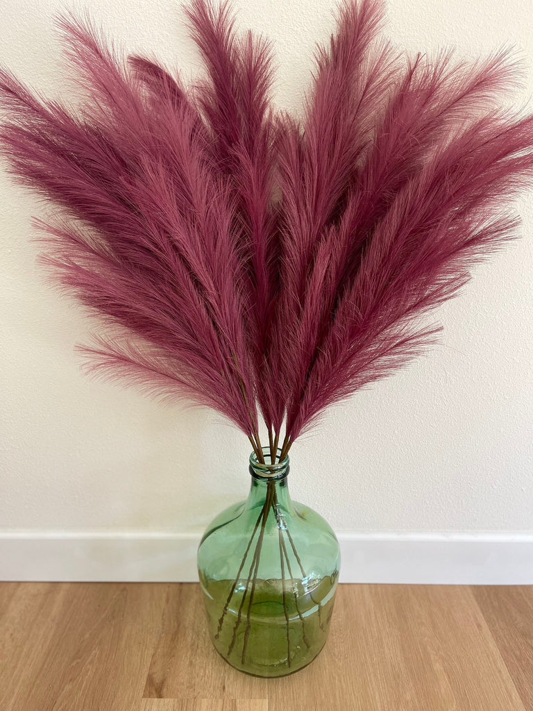 Large Faux Pampas Grass Artificial - Burgundy Wine