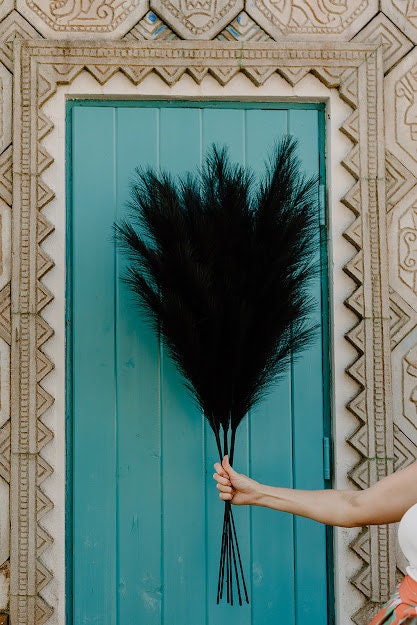 Large Faux Pampas Grass Artificial - Black